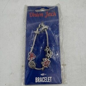 Euro Stick Union Jack Bracelet with‎ 4 Charms Bus Flag